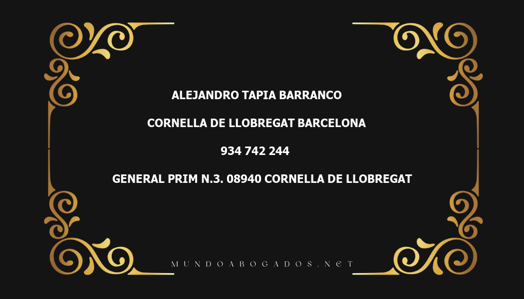 abogado Alejandro Tapia Barranco en la localidad de Cornella de Llobregat