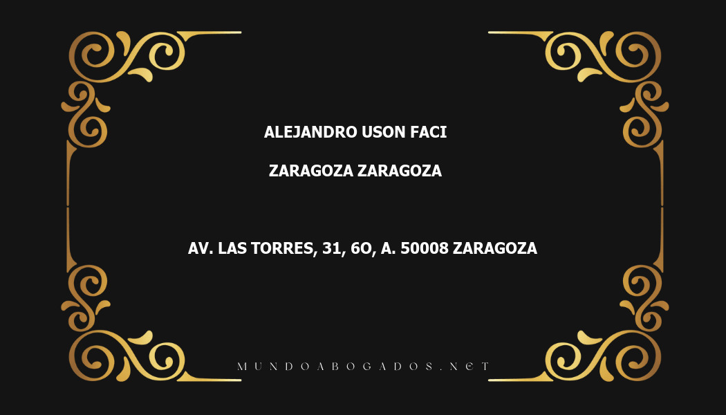 abogado Alejandro Uson Faci en la localidad de Zaragoza