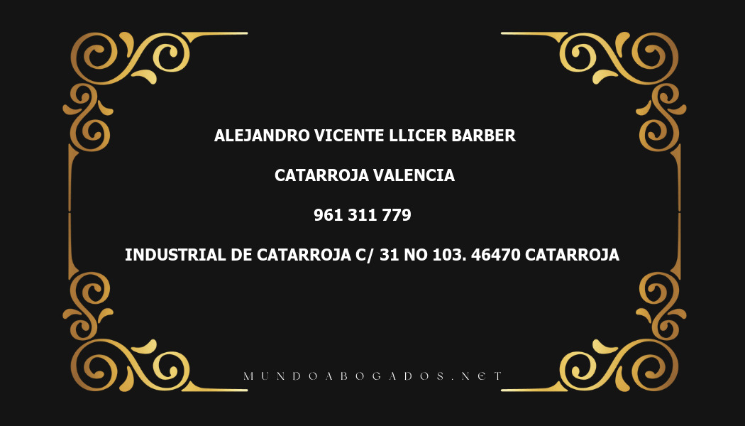 abogado Alejandro Vicente Llicer Barber en la localidad de Catarroja