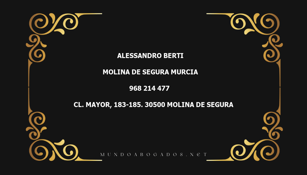 abogado Alessandro Berti en la localidad de Molina de Segura