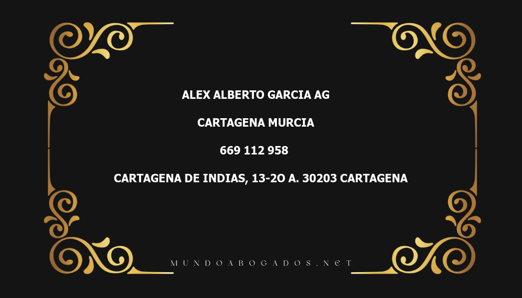 abogado Alex Alberto Garcia Ag en la localidad de Cartagena