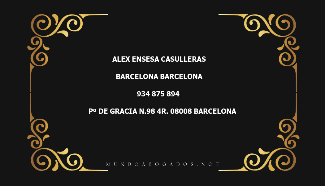 abogado Alex Ensesa Casulleras en la localidad de Barcelona