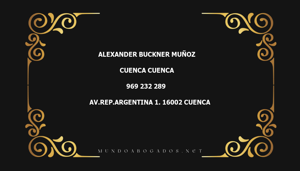 abogado Alexander Buckner Muñoz en la localidad de Cuenca