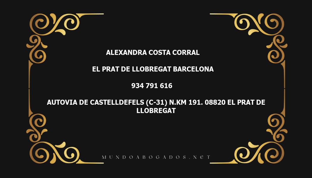 abogado Alexandra Costa Corral en la localidad de El Prat de Llobregat