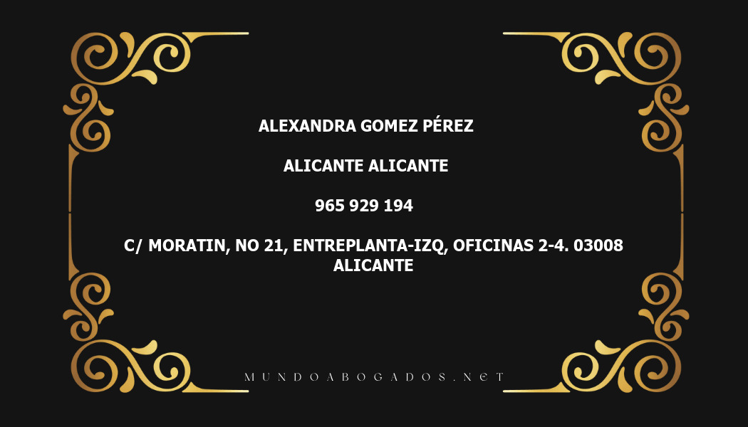 abogado Alexandra Gomez Pérez en la localidad de Alicante