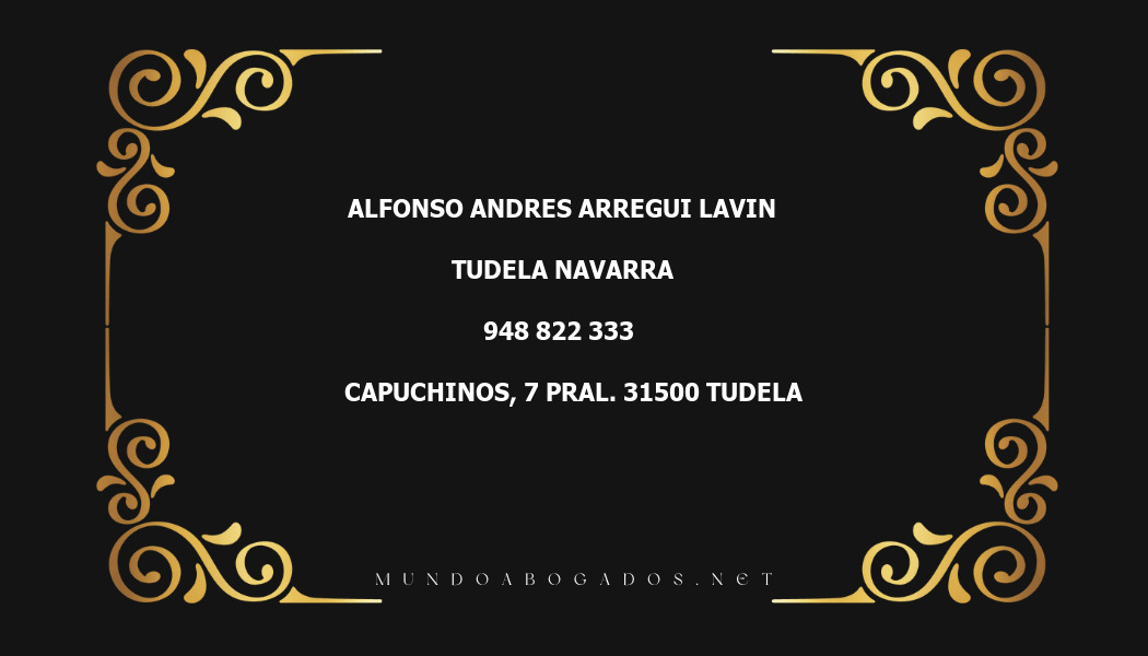 abogado Alfonso Andres Arregui Lavin en la localidad de Tudela