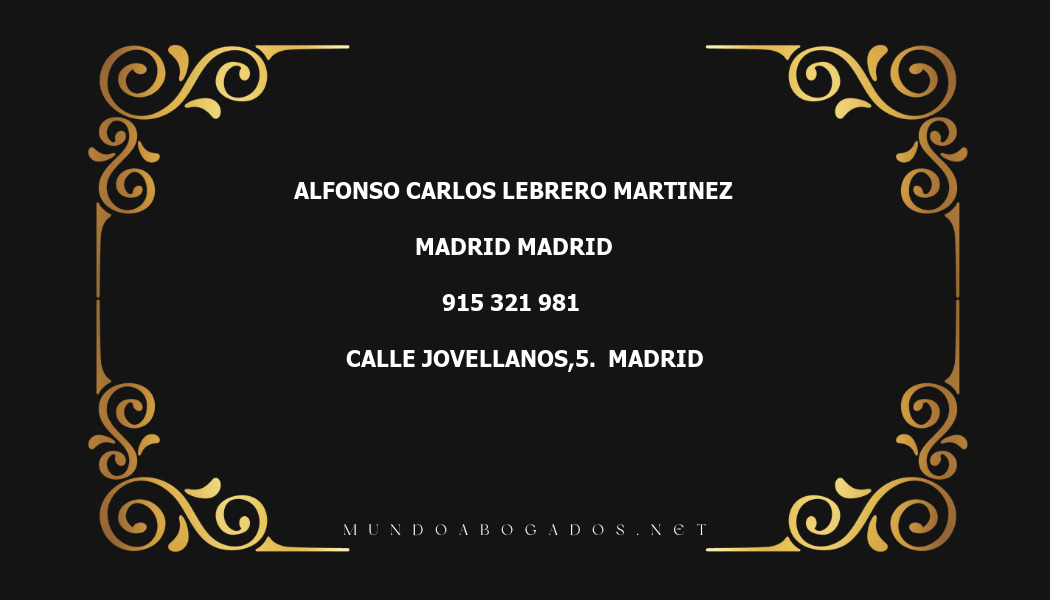 abogado Alfonso Carlos Lebrero Martinez en la localidad de Madrid