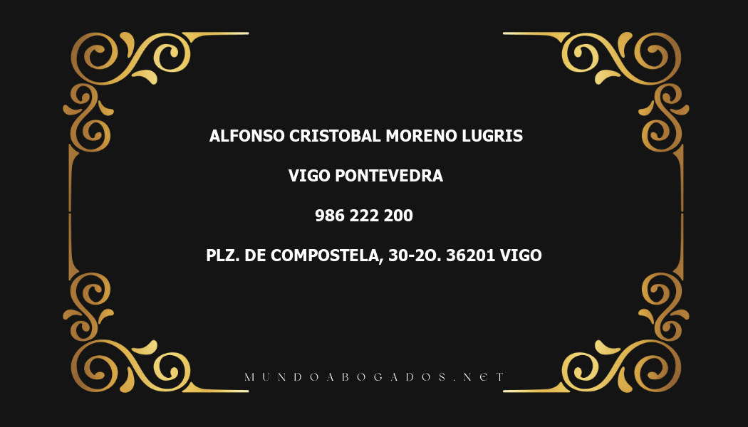 abogado Alfonso Cristobal Moreno Lugris en la localidad de Vigo