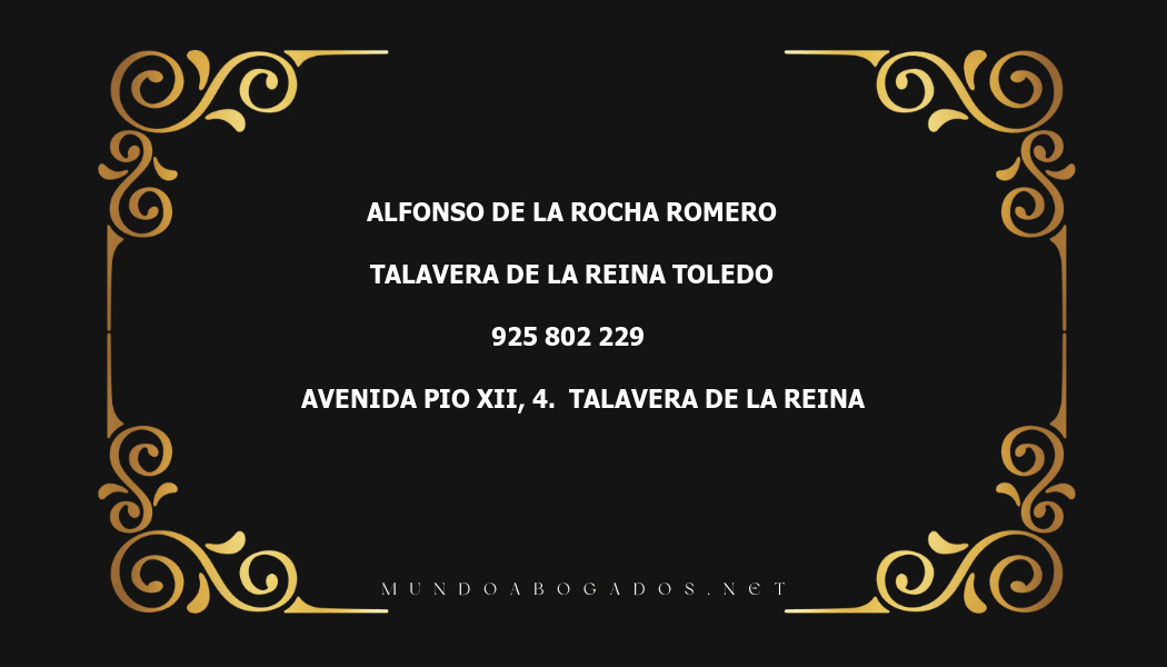 abogado Alfonso De La Rocha Romero en la localidad de Talavera de la Reina