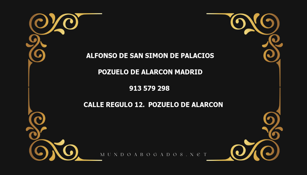 abogado Alfonso De San Simon De Palacios en la localidad de Pozuelo de Alarcon