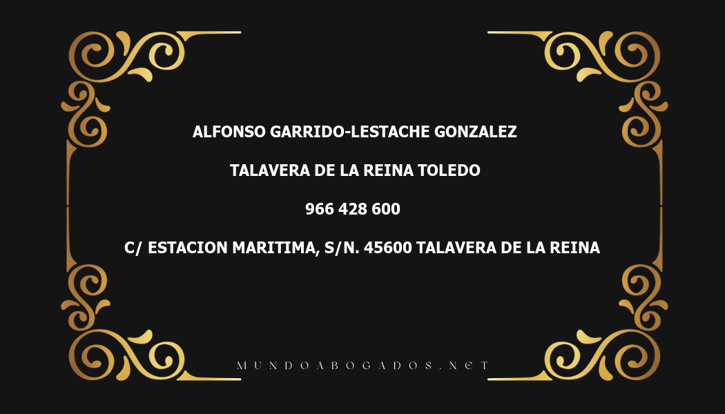 abogado Alfonso Garrido-Lestache Gonzalez en la localidad de Talavera de la Reina