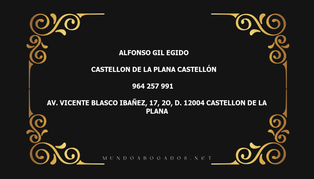 abogado Alfonso Gil Egido en la localidad de Castellon de la Plana