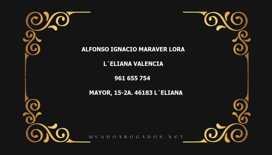 abogado Alfonso Ignacio Maraver Lora en la localidad de L´Eliana