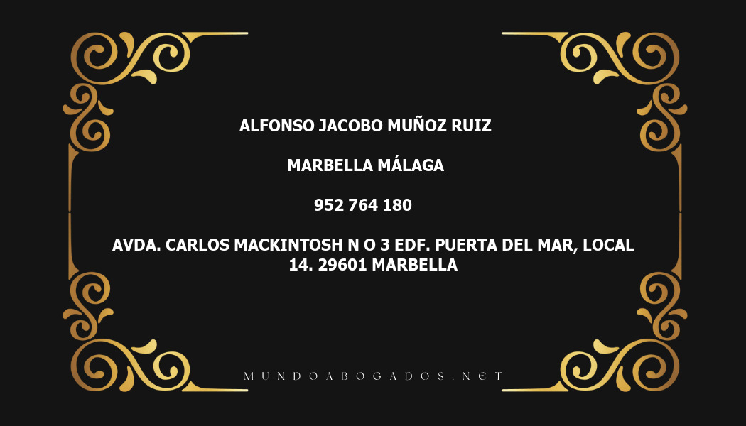 abogado Alfonso Jacobo Muñoz Ruiz en la localidad de Marbella