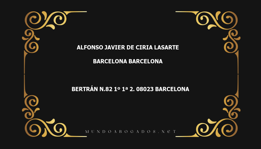 abogado Alfonso Javier De Ciria Lasarte en la localidad de Barcelona