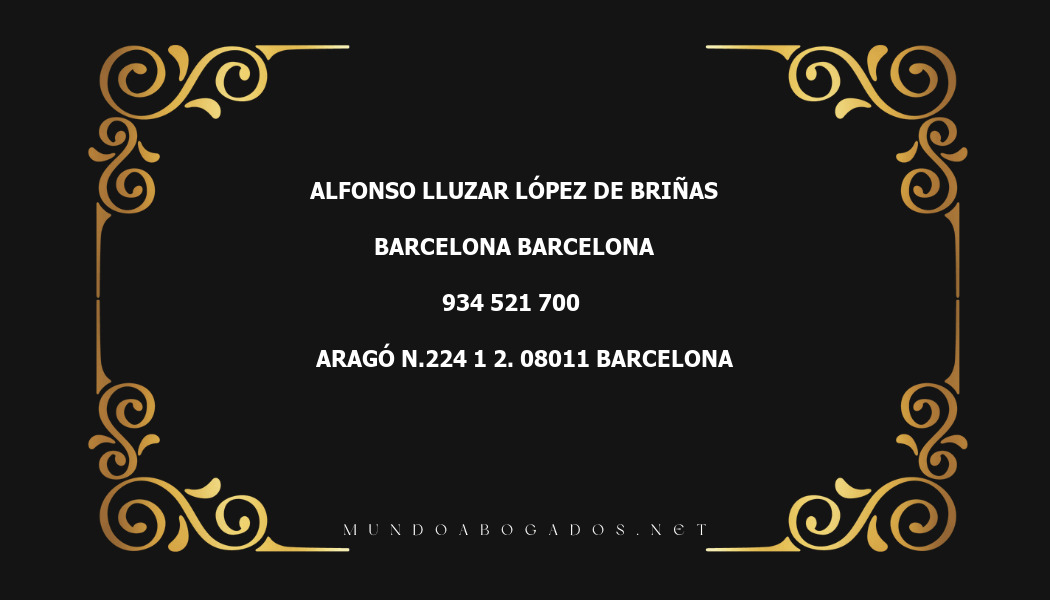 abogado Alfonso Lluzar López De Briñas en la localidad de Barcelona