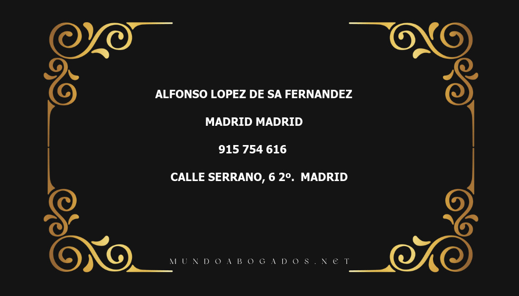 abogado Alfonso Lopez De Sa Fernandez en la localidad de Madrid