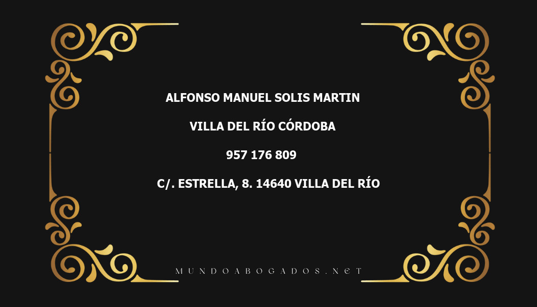 abogado Alfonso Manuel Solis Martin en la localidad de Villa del Río