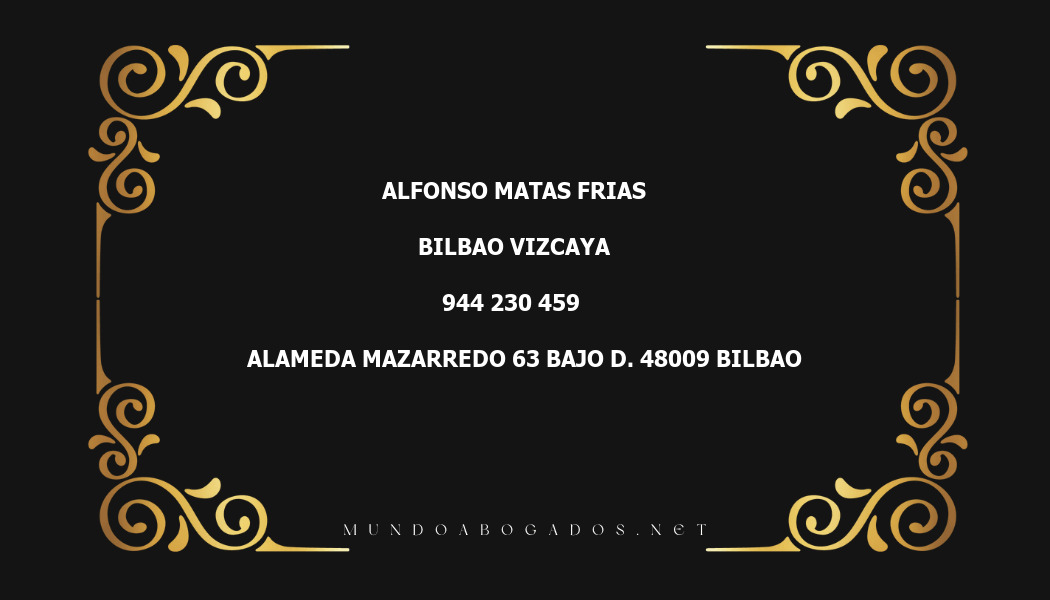 abogado Alfonso Matas Frias en la localidad de Bilbao