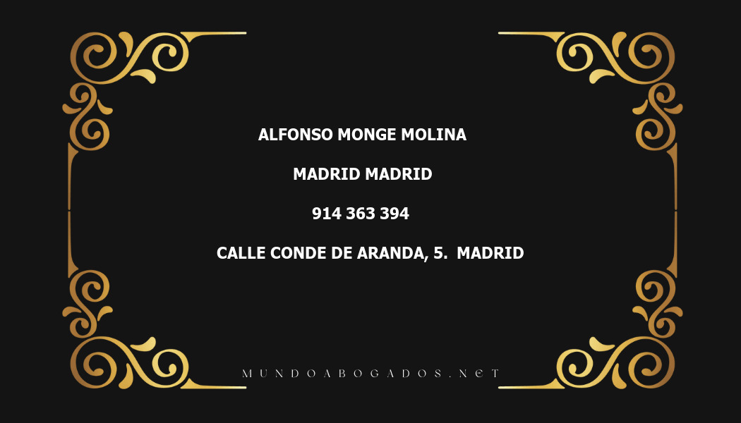 abogado Alfonso Monge Molina en la localidad de Madrid