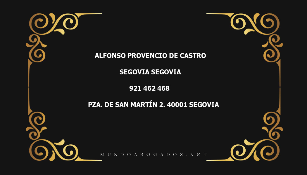 abogado Alfonso Provencio De Castro en la localidad de Segovia