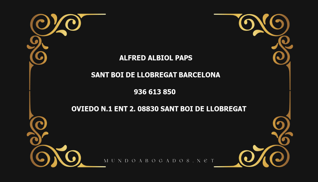 abogado Alfred Albiol Paps en la localidad de Sant Boi de Llobregat