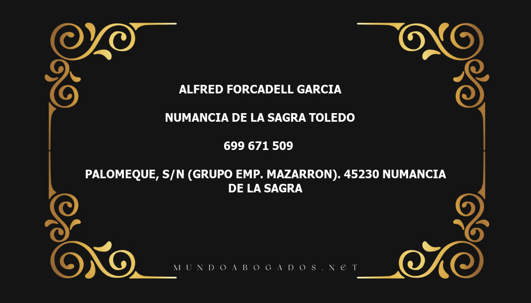 abogado Alfred Forcadell Garcia en la localidad de Numancia de la Sagra