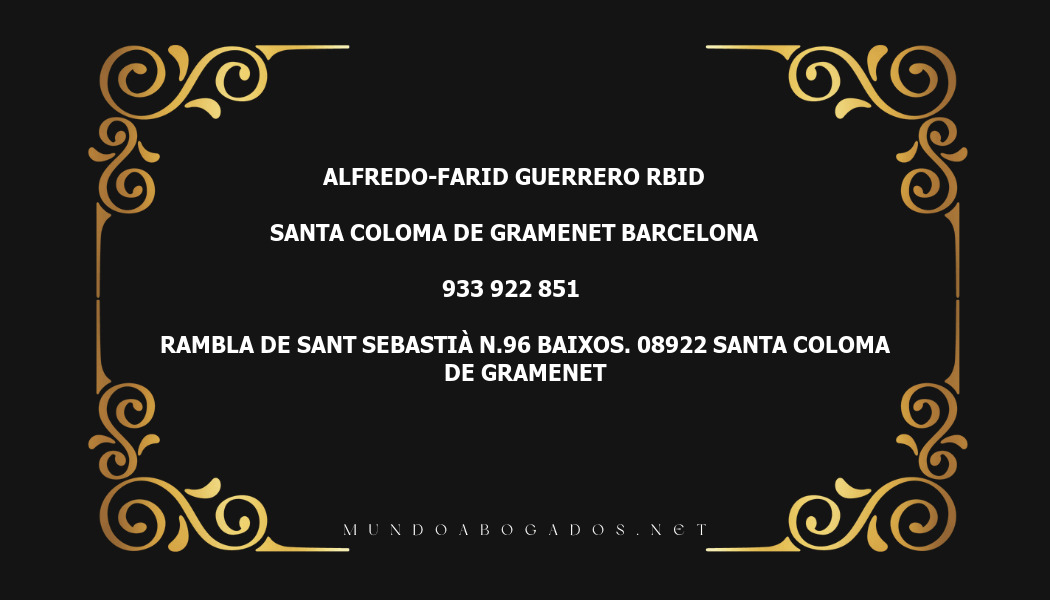 abogado Alfredo-Farid Guerrero Rbid en la localidad de Santa Coloma de Gramenet