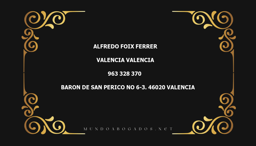 abogado Alfredo Foix Ferrer en la localidad de Valencia