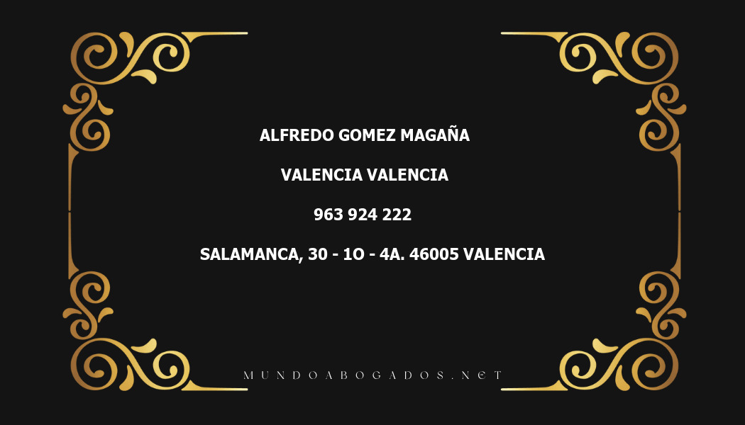 abogado Alfredo Gomez Magaña en la localidad de Valencia