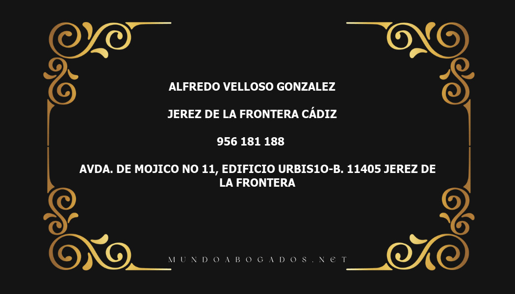 abogado Alfredo Velloso Gonzalez en la localidad de Jerez de la Frontera