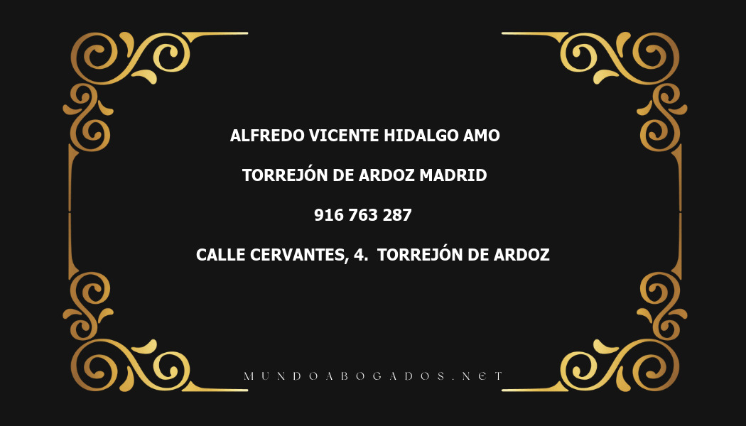 abogado Alfredo Vicente Hidalgo Amo en la localidad de Torrejón de Ardoz