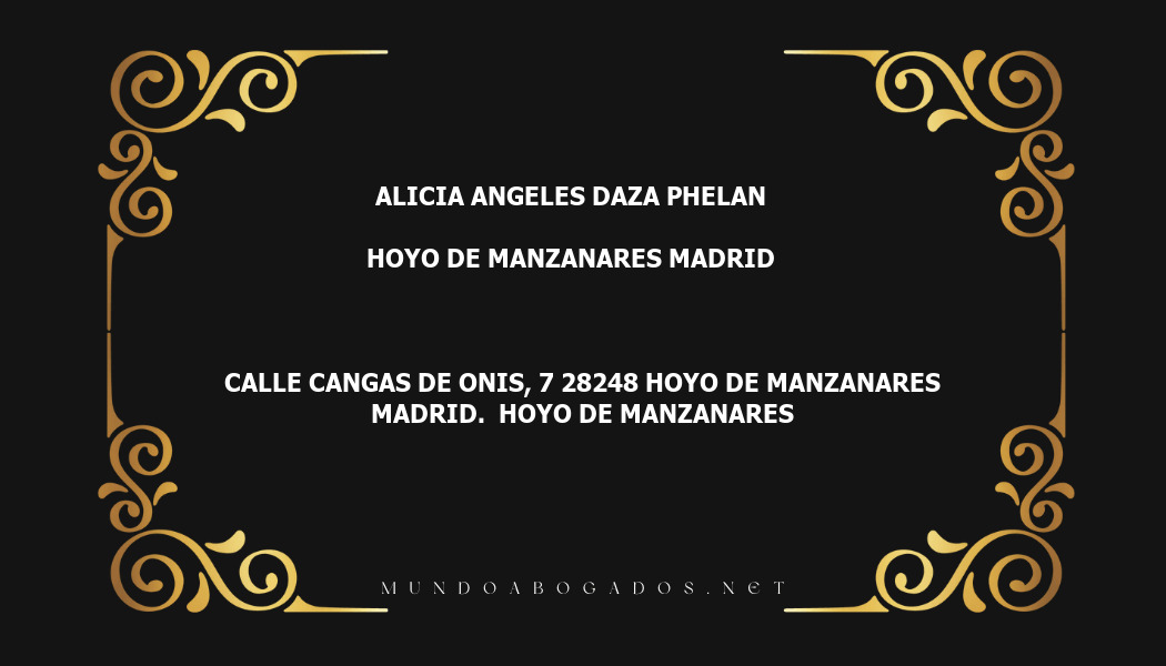 abogado Alicia Angeles Daza Phelan en la localidad de Hoyo de Manzanares