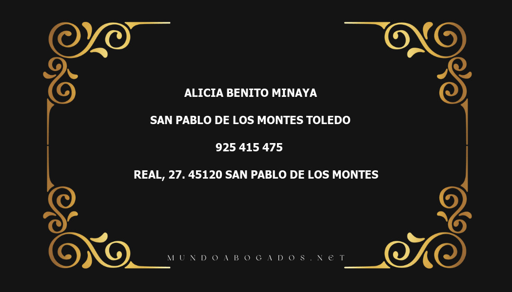 abogado Alicia Benito Minaya en la localidad de San Pablo de Los Montes