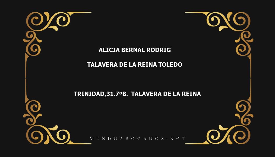 abogado Alicia Bernal Rodrig en la localidad de Talavera de la Reina