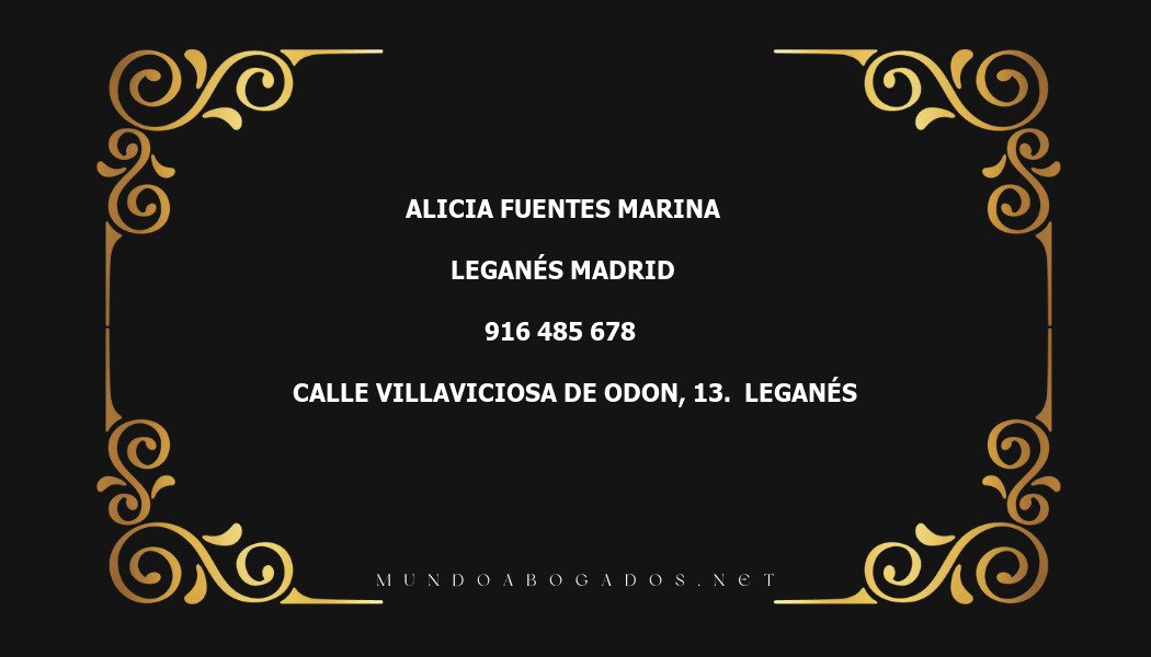 abogado Alicia Fuentes Marina en la localidad de Leganés