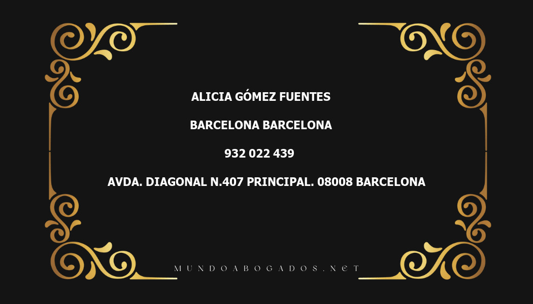 abogado Alicia Gómez Fuentes en la localidad de Barcelona