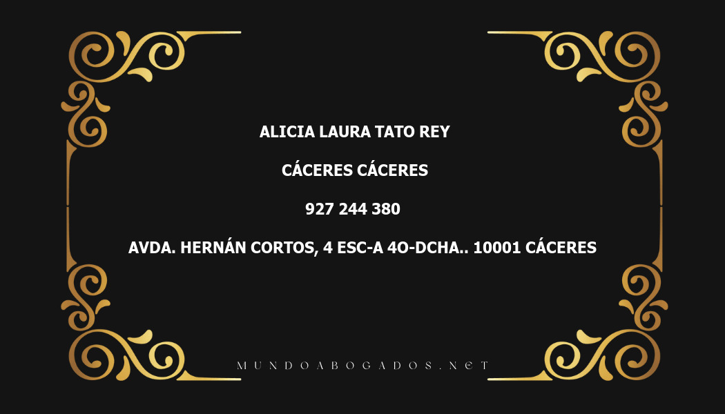 abogado Alicia Laura Tato Rey en la localidad de Cáceres