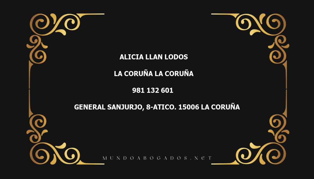 abogado Alicia Llan Lodos en la localidad de La Coruña