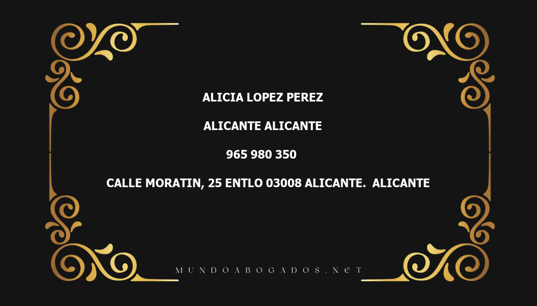 abogado Alicia Lopez Perez en la localidad de Alicante