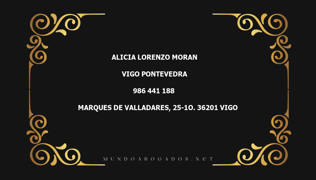 abogado Alicia Lorenzo Moran en la localidad de Vigo