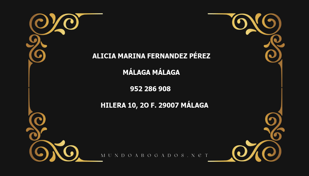 abogado Alicia Marina Fernandez Pérez en la localidad de Málaga