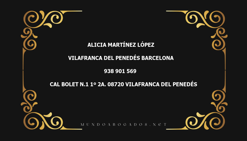 abogado Alicia Martínez López en la localidad de Vilafranca del Penedés