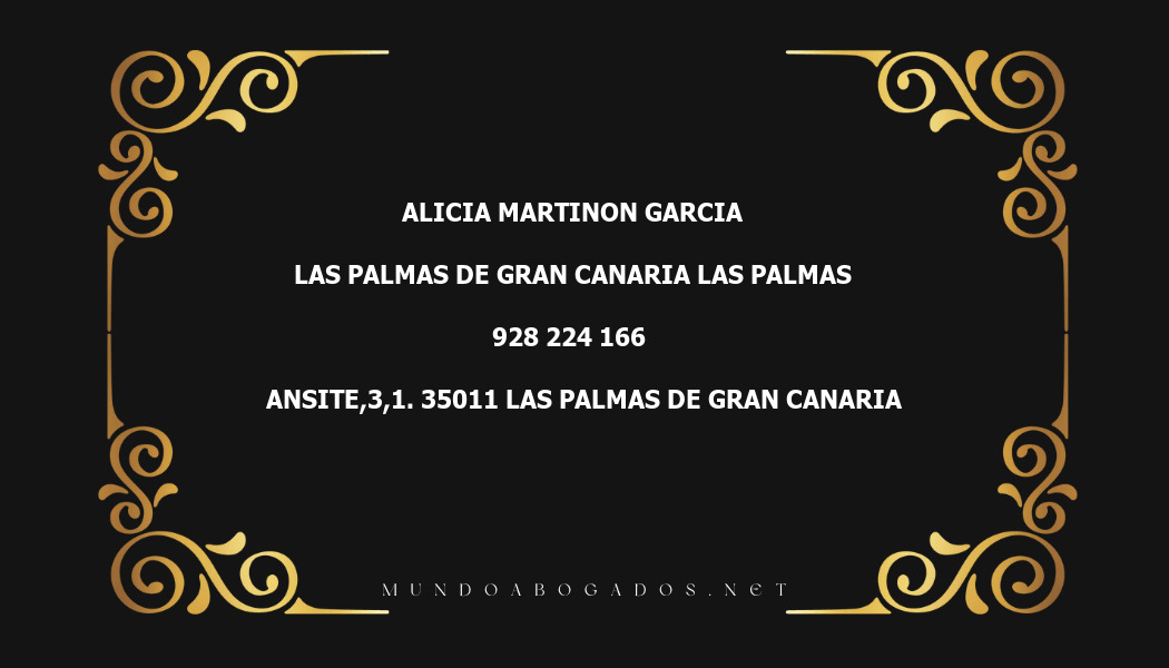 abogado Alicia Martinon Garcia en la localidad de Las Palmas de Gran Canaria