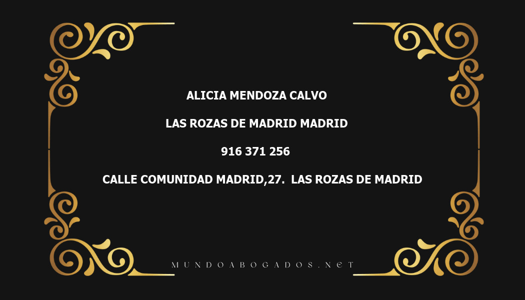 abogado Alicia Mendoza Calvo en la localidad de Las Rozas de Madrid