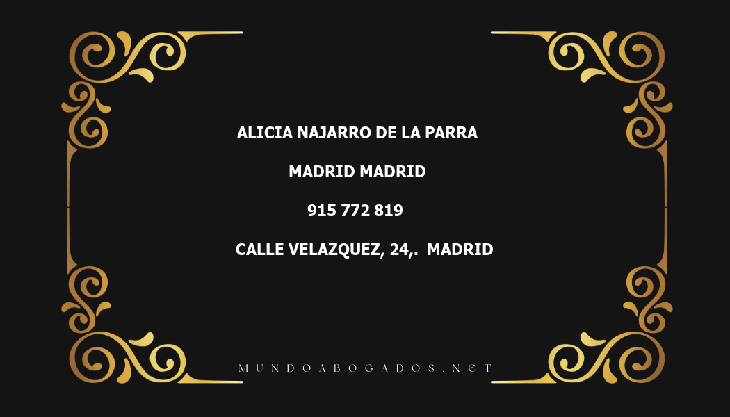 abogado Alicia Najarro De La Parra en la localidad de Madrid