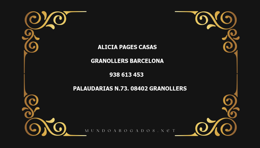 abogado Alicia Pages Casas en la localidad de Granollers