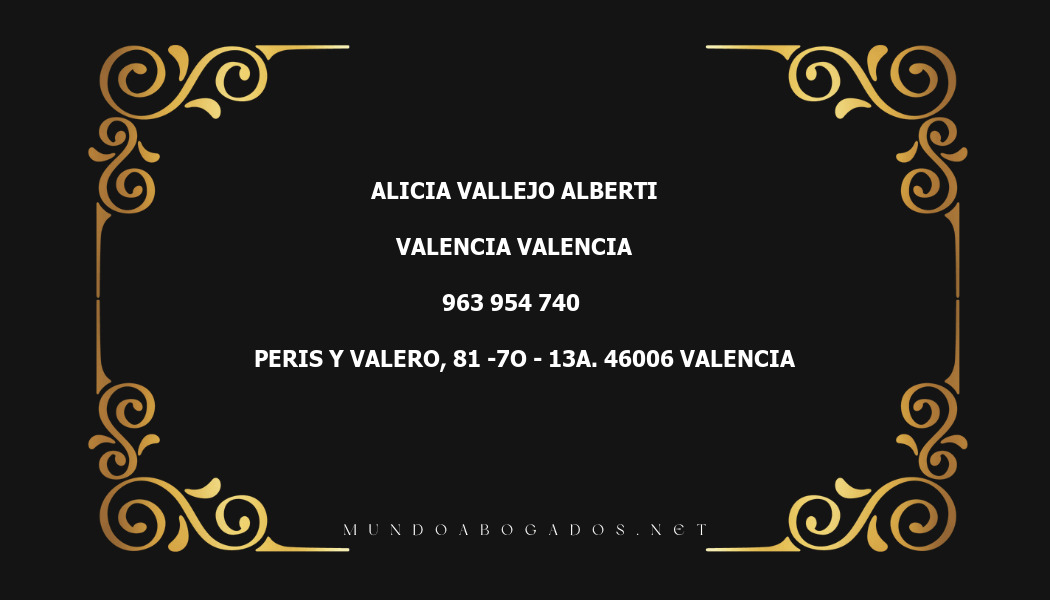 abogado Alicia Vallejo Alberti en la localidad de Valencia