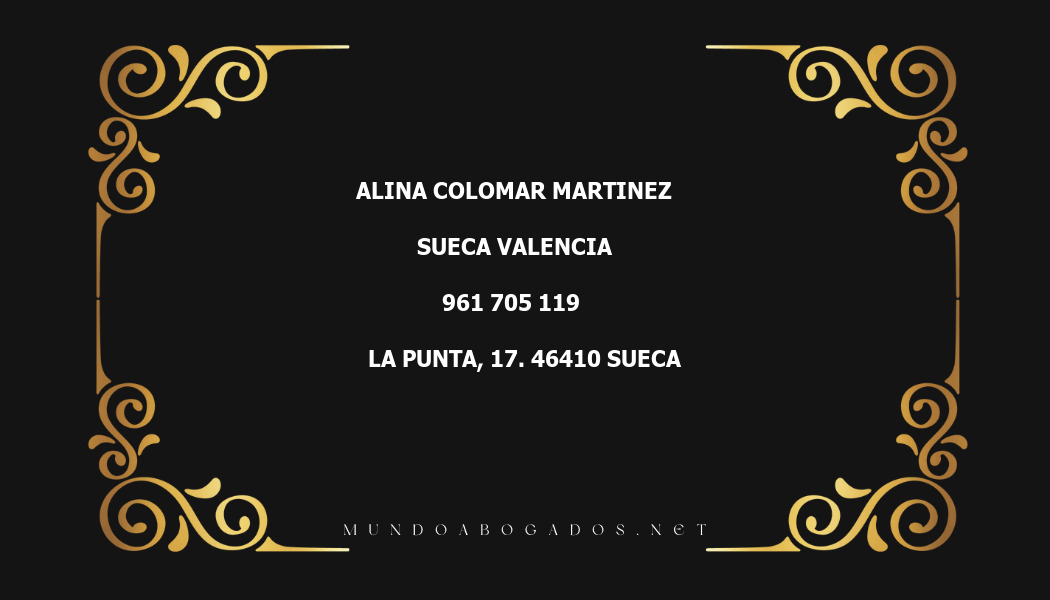 abogado Alina Colomar Martinez en la localidad de Sueca