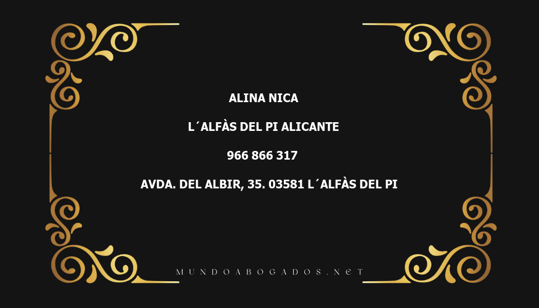 abogado Alina Nica en la localidad de L´Alfàs del Pi